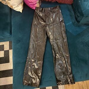 Bardot Shiny Black Croc-Embossed Skirt